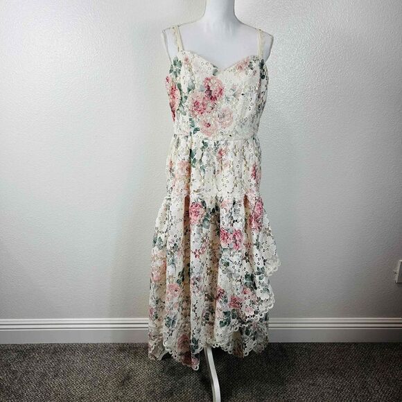 Just Me Floral Lace Wedding Dress - Pink and Green - Picture 1 of 7